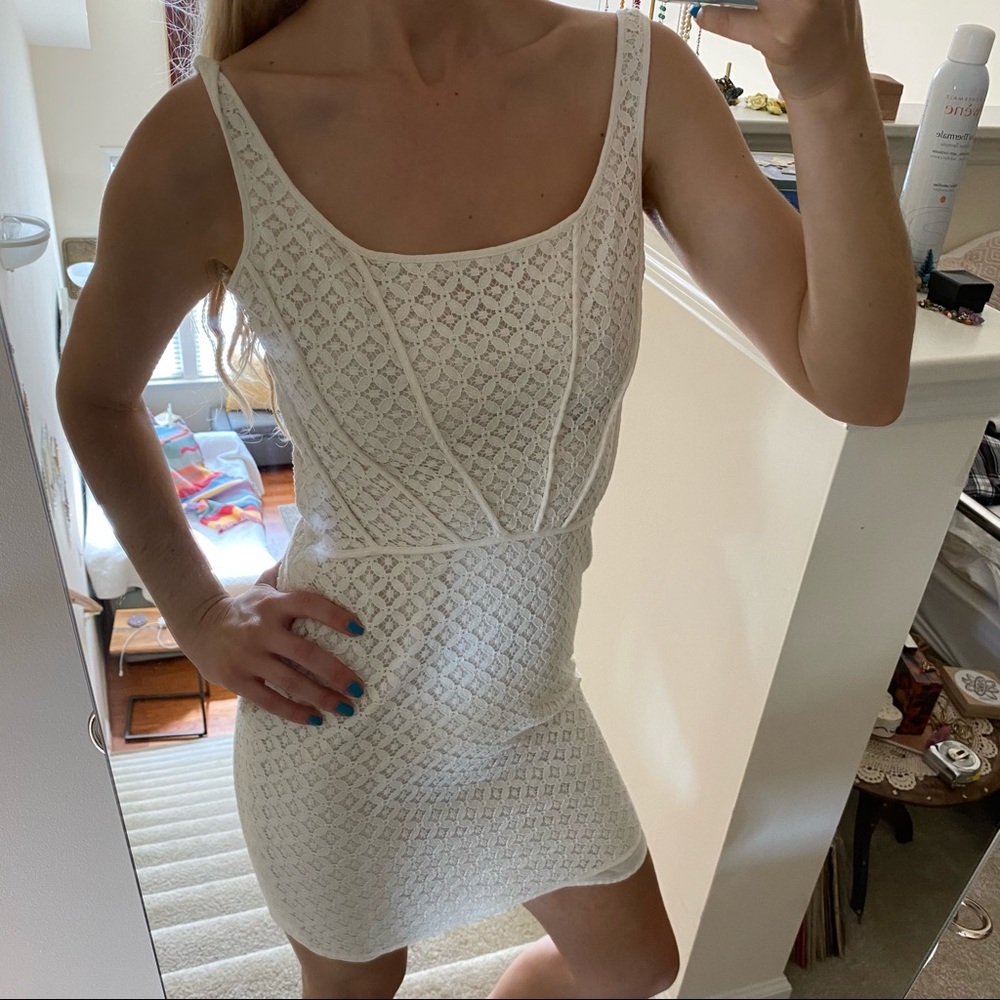 Max studio white eyelet lace white dress corseted